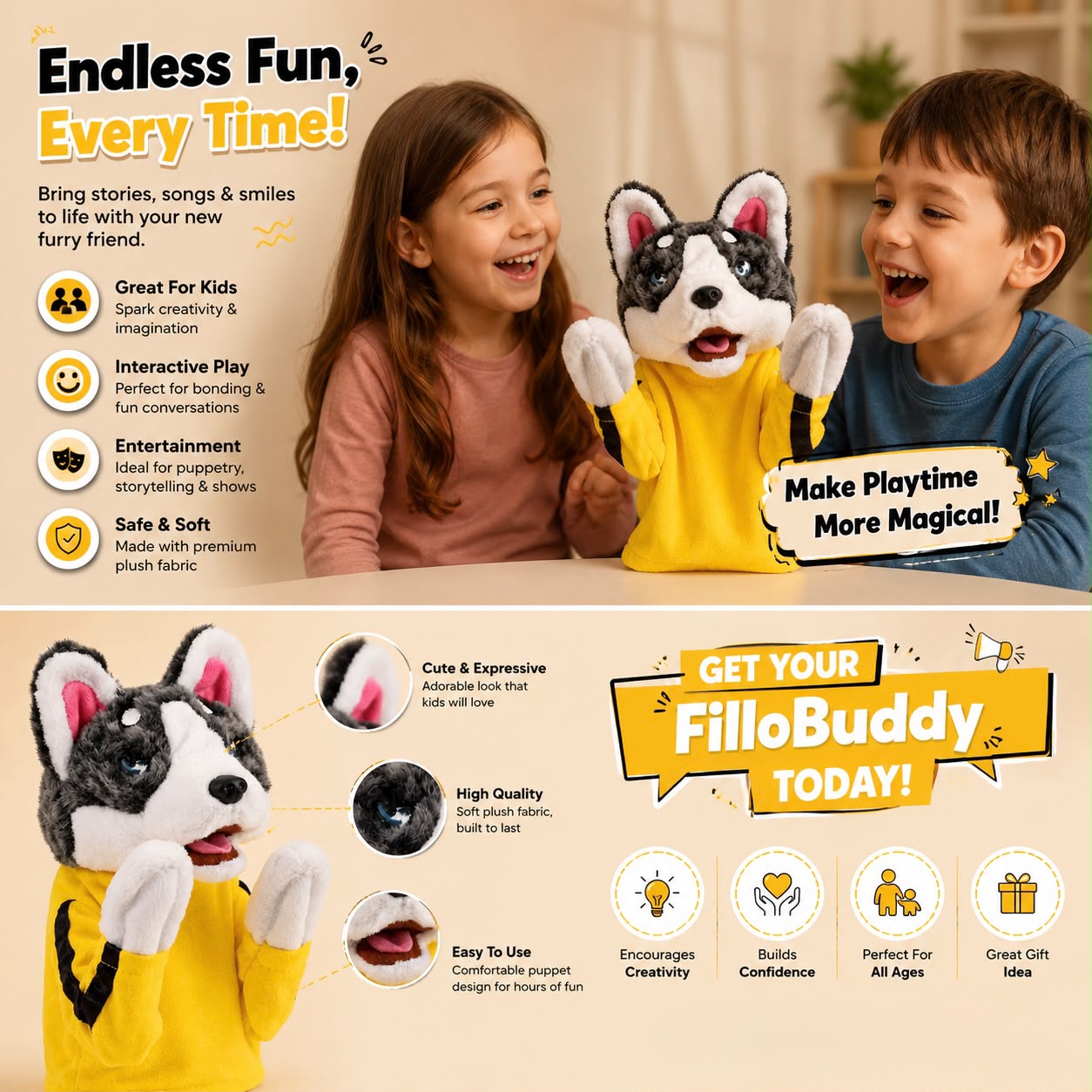 FilloBuddy™ – The Viral Interactive Kung Fu Husky Hand Puppet